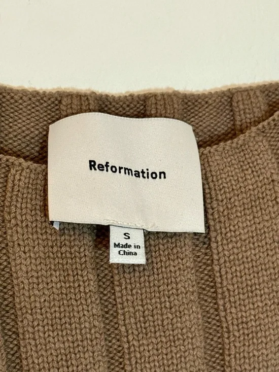 Reformation Callie Cotton Ribbed Sweater Tank in Shitake Brown Size Small - Picture 3 of 5
